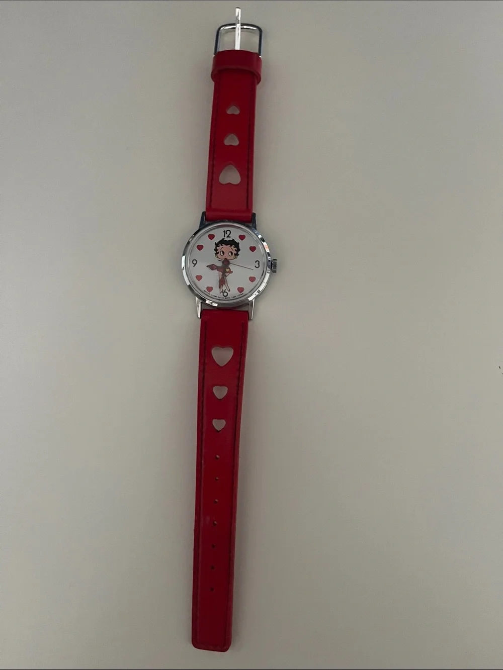 Betty Boop Red Heart Cutout Strap Watch